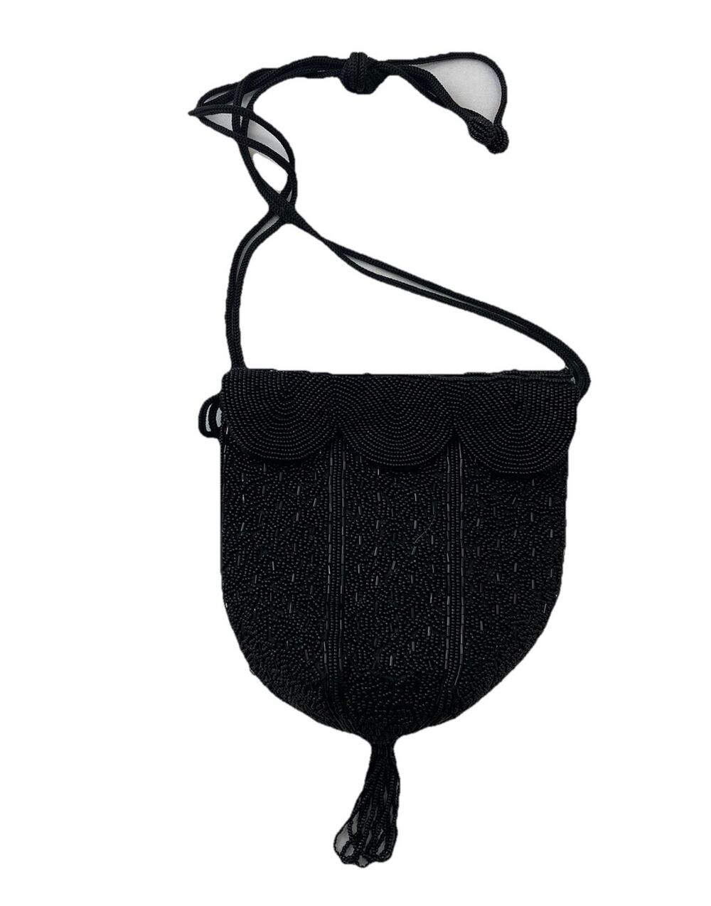 Vintage Inge Christopher Black Beaded Clutch Shoulder Bag Purse